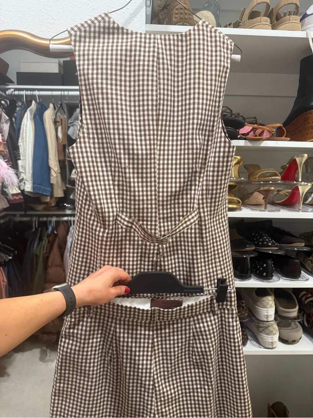 ASTR the Label—Brown Gingham Sleeveless Pleated Set (top and bottom are size M) - Picture 2 of 2